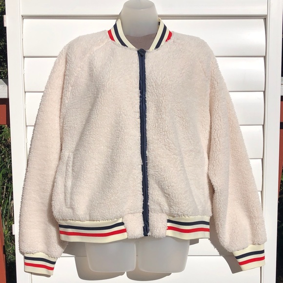 Tory Sport Cream Bomber Jacket with Striped Accents - Picture 5 of 10
